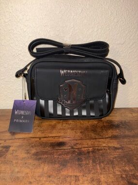 Wednesday x Primark Nevermore Crossbody Bag Black Goth Addams NWT